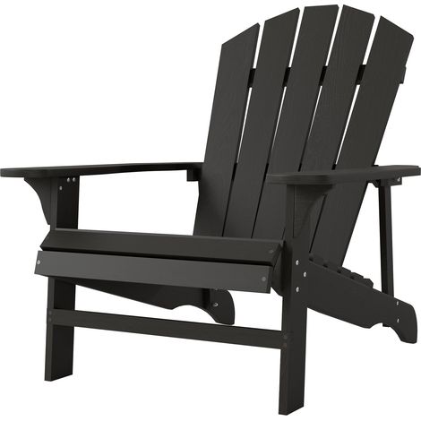 Chaise Adirondack bois résistante intempéries dossier haut accoudoirs jardin extérieur (1/5)