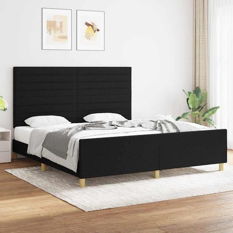 Cadre de lit sans matelas noir 180x200 cm tissu (1/5)