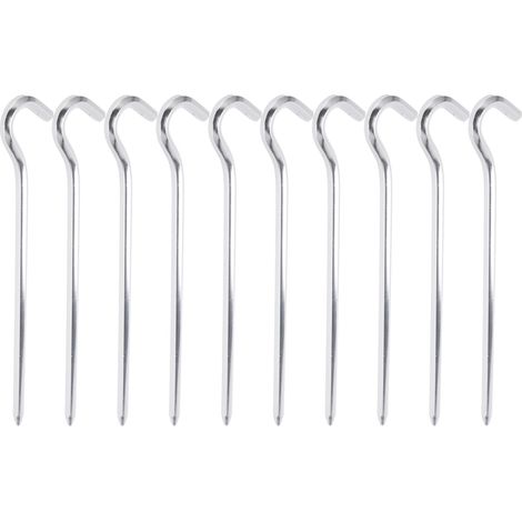 10 Pièces de Piquets de Tente en Alliage d'Aluminium Résistants avec Crochet pour Camping/Randonnée (1/5)