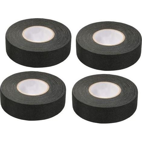 4 Pièces Noir Ruban Adhésif Auto (1.5 cm x 15 m) - Ruban Chiffon de Voiture, Ruban Adhesif Haute Temperature, Scotch Noir Resistant, Scotch Tissu, Bande de Harnais de Câblage de Voiture (1/5)