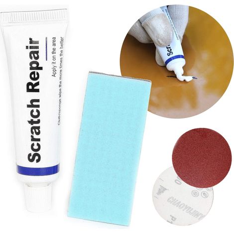 Kit de réparation de rayures de voiture et Vélo moto - Cire de polissage - Pâte de polissage - Peinture - Petites rayures et saletés collantes - Compatible avec toutes les couleurs (1/5)