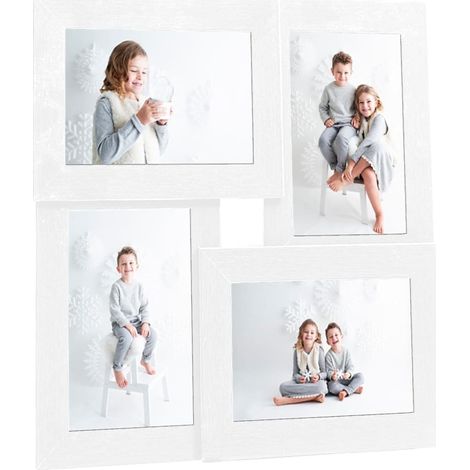 Collage Photo Frame for 4x(13x18 cm) Picture White MDF vidaXL