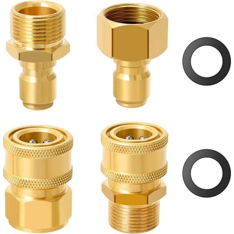 Un jeu de 4 adaptateurs M22 14 mm vers raccord rapide 38 pouces pour nettoyeur haute pression, raccords 38 pouces vers raccord rapide, compatibles avec CHANCELIERE (1/5)