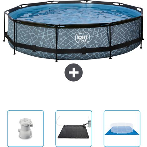 Exit Pool Rund - Steinoptik - 360x76 cm - 4-teilig SCB91 (1/4)