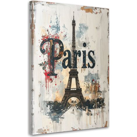 Quadro su tela, Paris Shabby Chic lettering imitazione vernice, 20x30 (1/5)