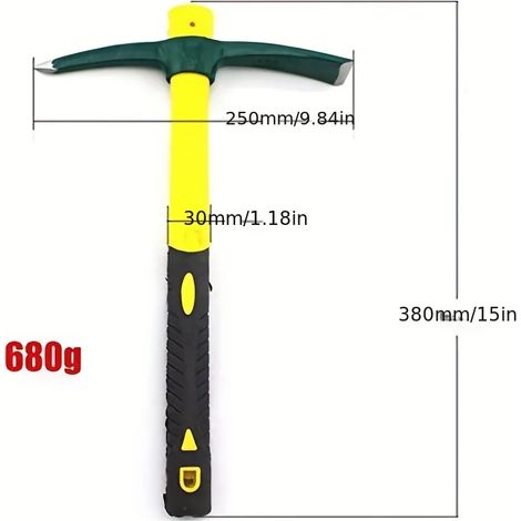 (1 pièce) 1 pioche de jardin forgée avec manche en fibre de verre pour ameublir la terre, jardiner, camper ou prospecter (1/5)
