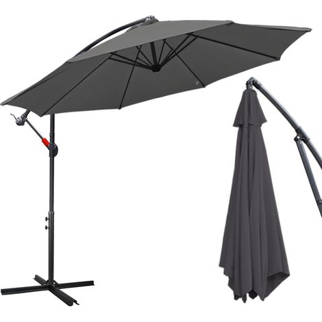SWANEW Ombrellone 350 cm ombrellone da spiaggia ombrellone da giardino ombrellone da patio rotondo UV30+, grigio (1/5)