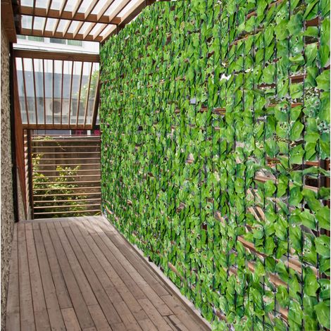 Haie artificielle occultante pour balcon et terrasse, feuillage vert clair 300 x 150 cm (1/5)