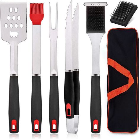 Grillbesteck-Set, robustes 7-in-1-Set, tragbares Grillset, mit Aufbewahrungstasche