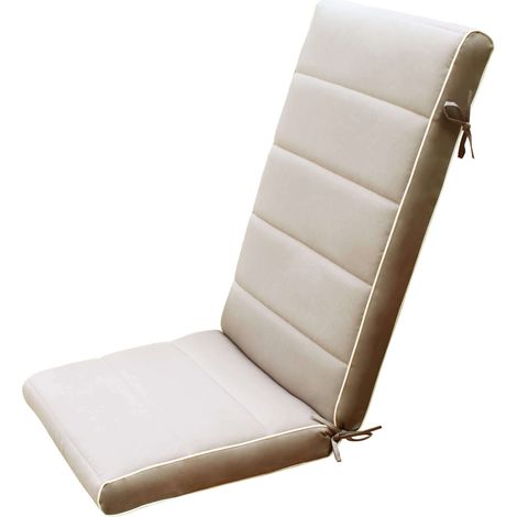 Cuscino in poliestere sfoderabile impermeabile con schienale alto 115x46 cm per sedia poltrona -  Tan