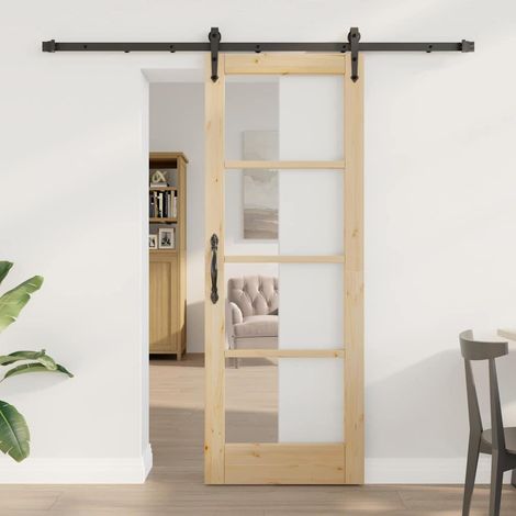 Puerta Deslizante Manual Marrón 73.5 x 198.5 cm Madera y metal