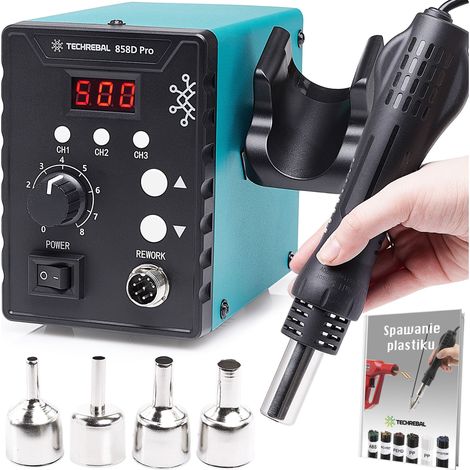 TECHREBAL 858D Pro Heißluft-Lötstation + 7mm Düse (anstelle von Solo Silver)