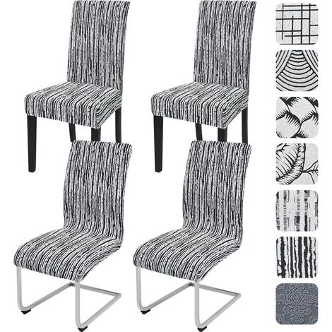 Stuhlhussen 4er Set Jacquard Stretch für Esszimmerstühle, waschbar, universal (1/5)