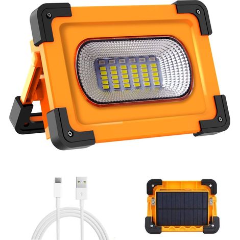 Vtizikl Projecteur LED Rechargeable Projecteur Chantier 60W 3000 Lumens Lumière de Travail avec Batterie 9000mAh & Pannea Solaire 4 Modes Lanterne Portable Projecteur Extérieur pour Camping, Bricolage (1/5)