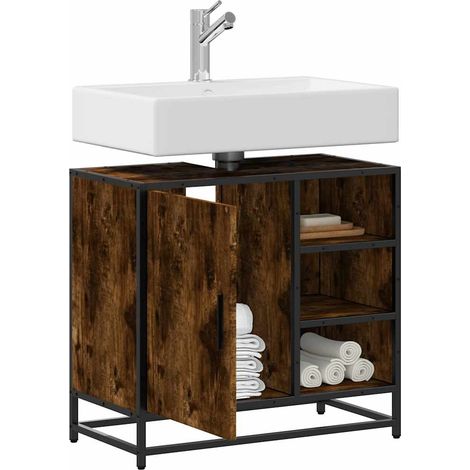 Waschbeckenunterschrank Räuchereiche 65x33x60 cm Holzwerkstoff