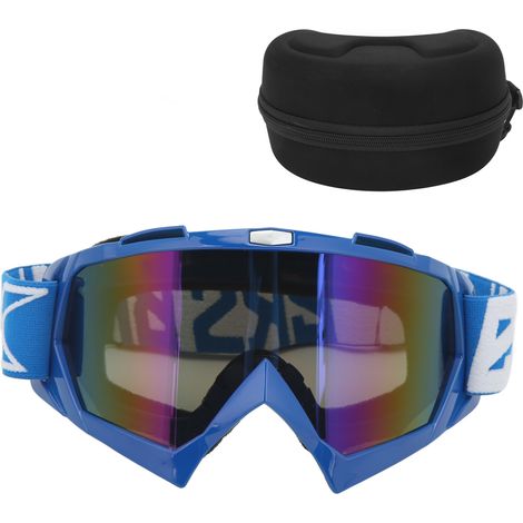Lunettes de motocross anti-choc et anti-vent pour VTT et quad, cadre bleu résistant au sable et à la poussière. (1/5)