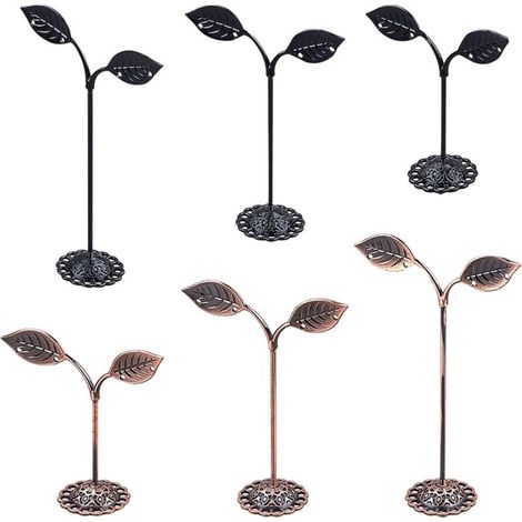 6 Stück Bohnenkeimform Ohrringhalter aus Eisen Schmuckständer, Schwarz/Bronze, 3 Höhen (1/5)