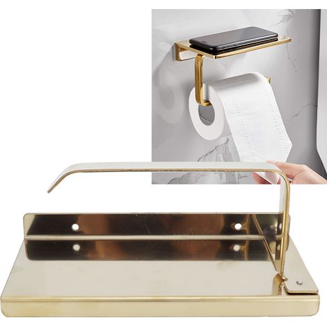 Etagere Papier Toilette Acier Inox Dore Support Rangement Salle Bain (1/5)