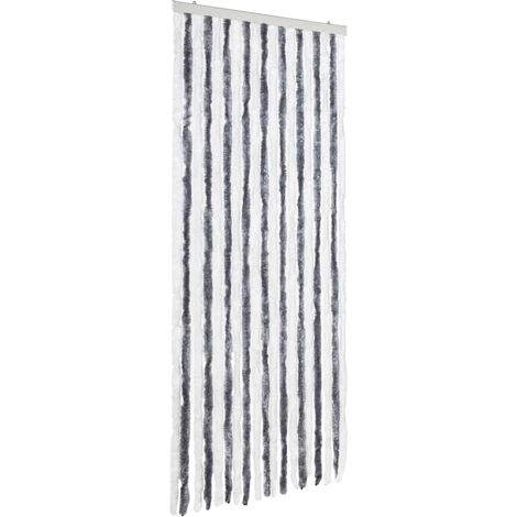 Moustiquaire,Rideau anti-moustique Gris et blanc 56 x 185 cm Chenille CFW73757 (1/5)