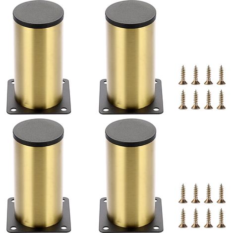 Pieds De Meuble En Acier Inoxydable - Hauteur 10 Cm Finition Dorée - Pour Chaises Tables Canapés Et Armoires - Lot De 4 (1/5)