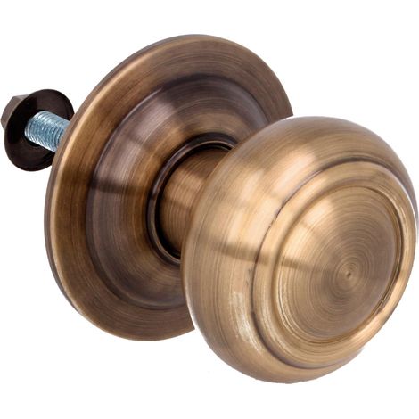 Bouton de porte d'entrée Ø70 mm – Laiton vieilli – Pour portes jusqu'à 70 mm d'épaisseur – Installation sécurisée avec vis et écrou – Amig (1/5)