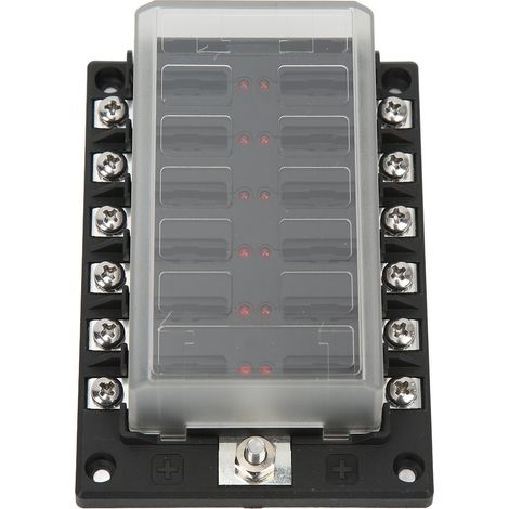 Universeller Sicherungskasten mit 1 Eingang/12 Ausgängen, 10-32V, mit LED-Anzeigen für Autos, Boote und Wohnmobile. (1/5)