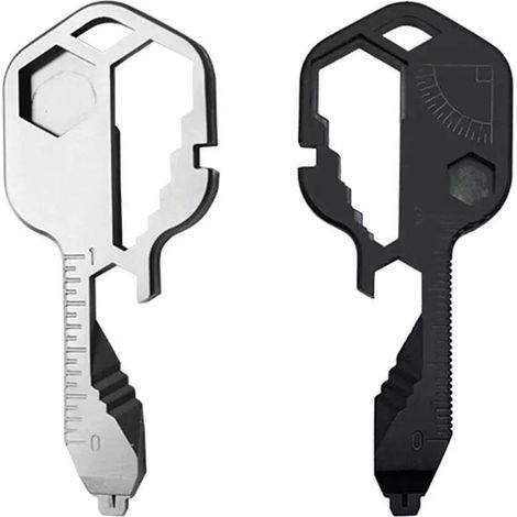 Clé multifonction 24-en-1 en acier inoxydable, outil de survie extérieur, ouvre-bouteille et ouvre-boîte portable, mini clé à molette pour couper fil et divers usages. (1/5)