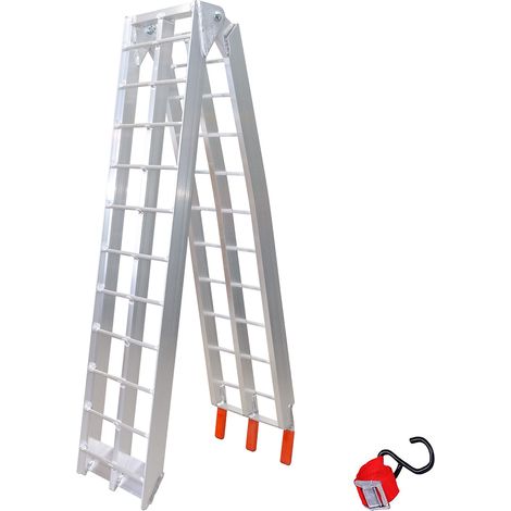 Rampa universale Biketec, in alluminio, 226 x 30,5 cm, portata massima 340 kg, colore argento, per moto e ATV. (1/4)