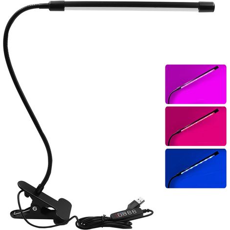 Ansteckbare Pflanzenlampe für Pflanzen, Blumen und Sukkulenten, USB-Anschluss, Vollspektrum, für die Anzucht in Innenräumen, wasserdicht, wiederaufladbar, Timer (3/9/12 Stunden), 9 Helligkeitsstufen (1/5)