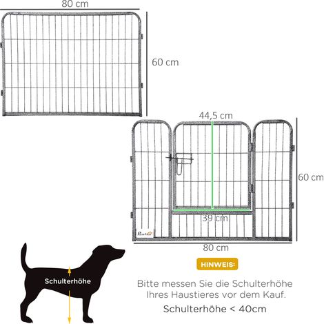 Parc modulable métal pour chiots hauteur 60cm seize panneaux deux portes, enclos personnalisable pour chiens lapins cochons d’inde intérieur extérieur (1/5)