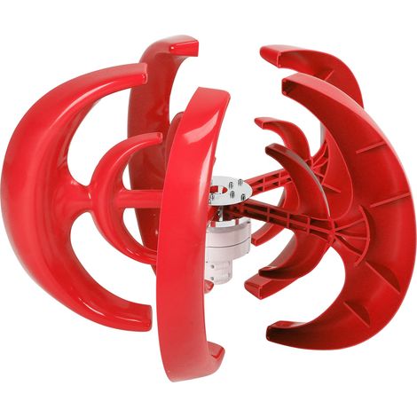 Kit éolienne 1200W, générateur à 5 pales, moteur AC, système solaire, type lanterne, double couche, rouge (48V) (1/5)