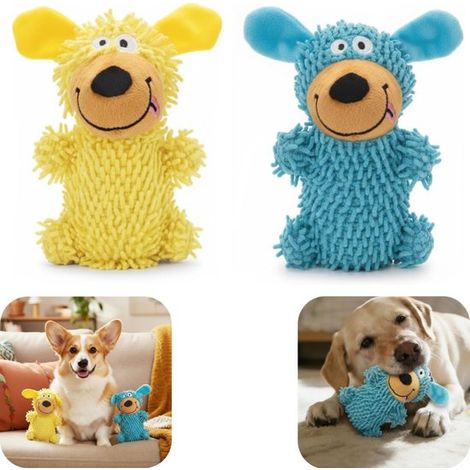 Jouets pour chiens lot de 2 de 11 x 15 cm - peluches à mâcher lavables et interactives, assorties (1/5)