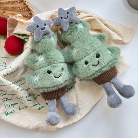 Due simpatici alberi di Natale a forma di stella - simpatici peluche per la vigilia di Natale - graziosi ornamenti per bambole - ciondoli per borse - 5 cm (1/4)