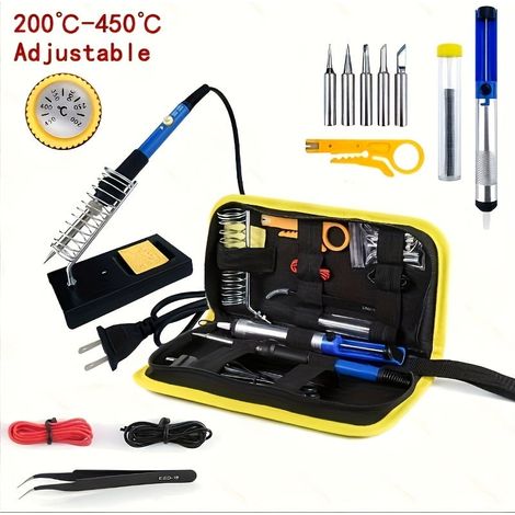 Soldering Iron - 60 W - Adjustable Temperature - For Electronics Repair And DIY Soldering - 15 Piece Set (1/5)