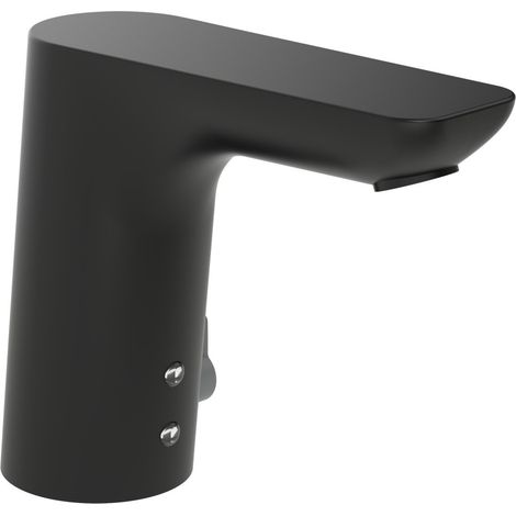 HANSA Grifo de lavabo HANSALIGNA 0615 6 V, Bluetooth alcance 110 mm DN15 Negro mate, 0615221933
