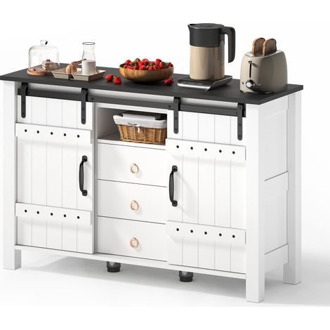 Madia 120x40x80cm grande capacità chiusura silenziosa cassetti spazio nascosto MDF Bianco per sala da pranzo (1/5)