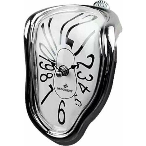 VURAHOME - Horloge murale torsadée créative argentée de 7 pouces Horloge d'ornement décoratif de fusion nordique Dali (1/4)
