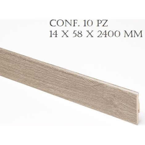 CONF. 10 PZ BATTISCOPA INCLINATO MDF FINITURA ROVERE MILLENNIUM 14 X 58 X 2400 MM (1/2)