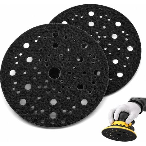 150-mm-Schutzpads – 2er-Pack – Robuste Schnittstelle mit 70 Löchern – Optimierte Staubabsaugung – Für Klett-Schleifmaschinen – 150 mm Durchmesser (1/5)