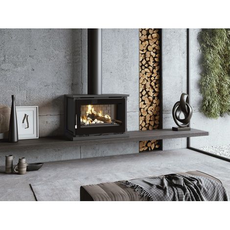 Poêle à bois ventilé racordable - FIREMATIC Montréal 12.8 kW Avec kit air - Foyer en fonte