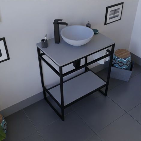 BadezimmerMˆbel mit Waschbecken ‹ freistehend STRUCTURA 70 cm Ò Grau (1/5)