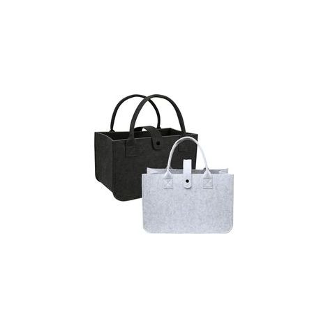 2-teiliges Filz-Einkaufstaschen-Set, 30 x 20 x 18 cm, faltbar, multifunktionale Filztasche für Einkäufe, Aufbewahrung, Picknicks, Brennholz, Spielzeug und Kleidung, großes Fassungsvermögen - Crezuo