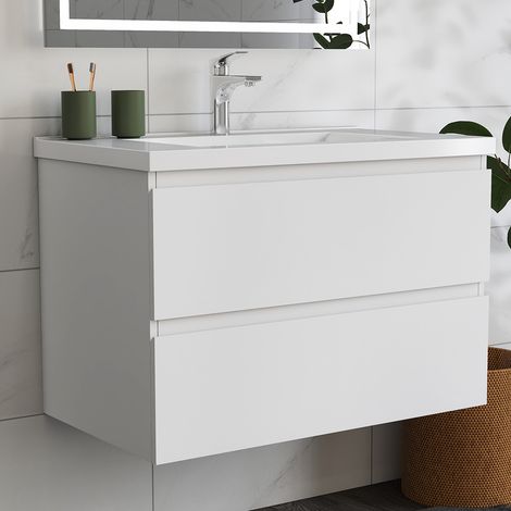 DuchaCasa Mueble de Baño 79×46×52cm Color Blanco - 2 Cajones