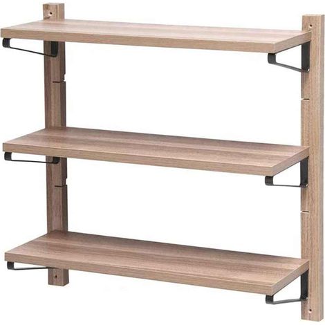 Scaffale in legno da parete multiuso 3 ripiani regolabili porta oggetti complemento d'arredo 60x17x60 cm rovere