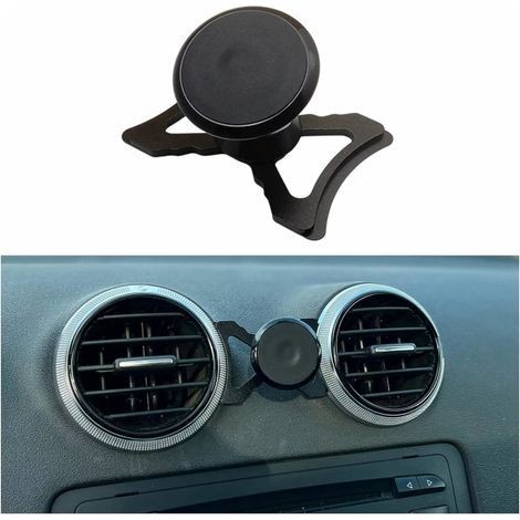 Support magnétique pour téléphone de voiture compatible avec Audi A3 8P et Audi S3 8P, adapté aux smartphones et GPS avec rotation à 360 degrés (Noir) (1/4)