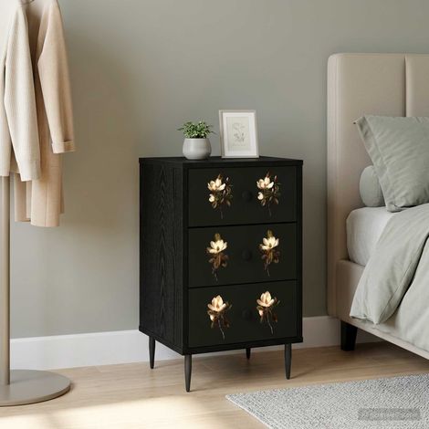 vidaXL Mesa de noche BREMEN Roble Negro 36 x 33 x 61 cm (1/5)