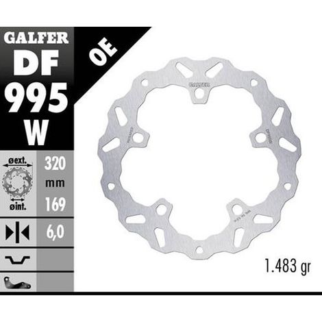DISCO DE FRENO DELANTERO GALFER HARLEY-DAVIDSON (320X169X6) (ONDULADO) (VER DESCRIPCIÓN)