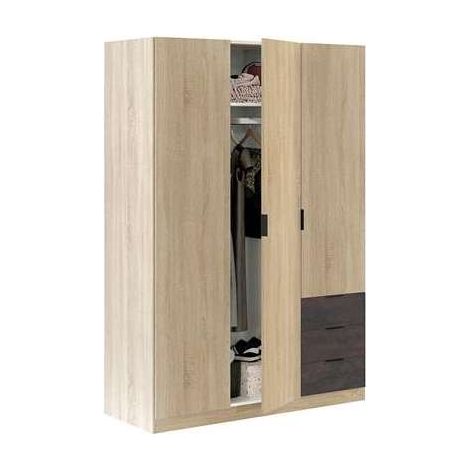 Armario 3 puertas abatibles 3 cajones acabado roble/oxido. 180cm(alto). 121cm(ancho). 52cm(fondo). (1/5)