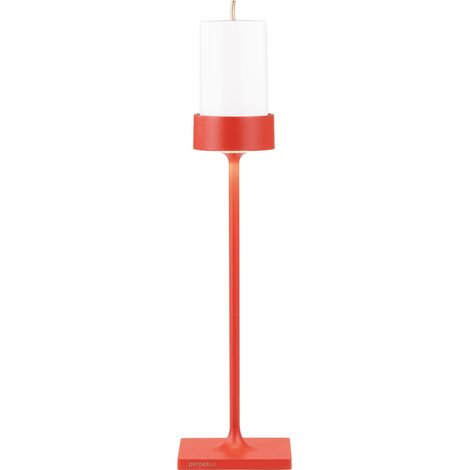 Perpetua Lampada da tavolo ricaricabile a LED H-Tall struttura in alluminio pressofuso, finitura colore Rosso, design cordless professionale