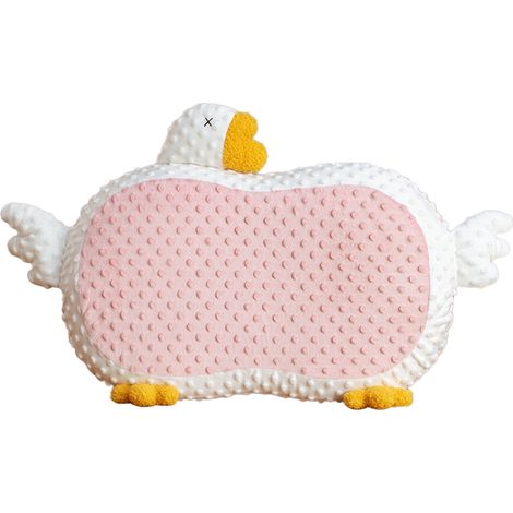 Coussin déco original en forme de ventre de chat, mousse à mémoire de forme à retour lent, coloris rose, motif oie. Coussin pelucheux pour une personne. (1/5)